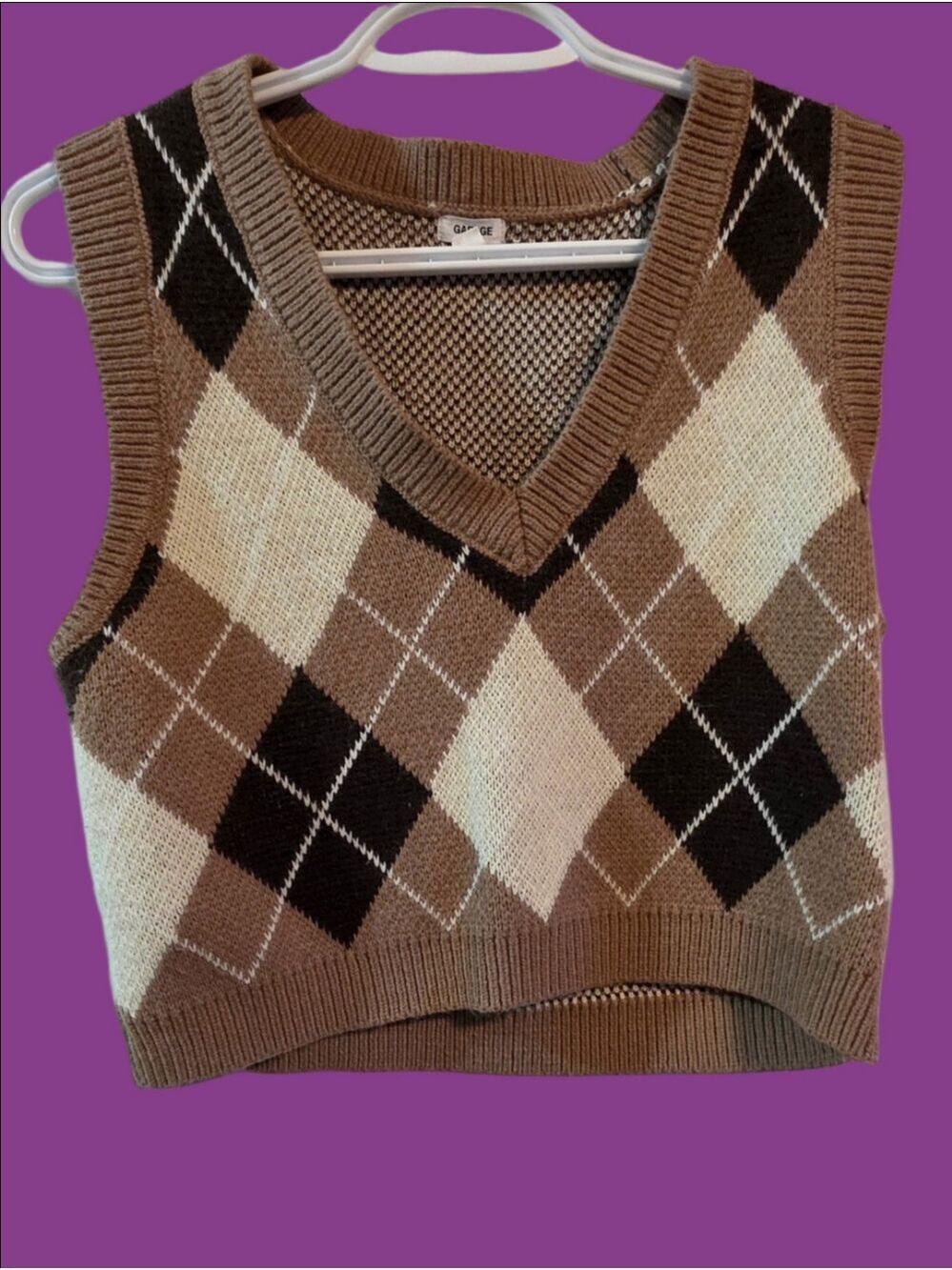 4/$67 Deal! Garage Brown & Black Argyle V-Neck Sweater Vest